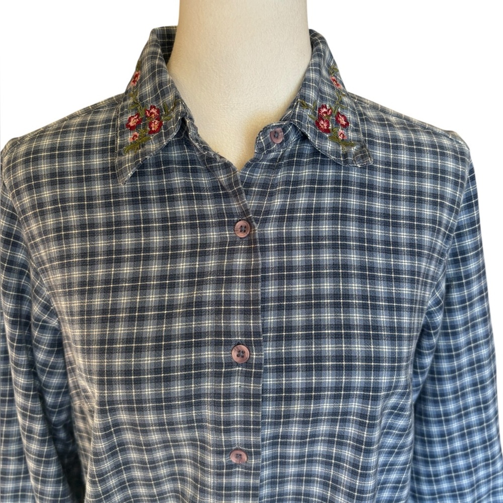 Classic Elements Plaid Button Down Top Long Sleev… - image 3